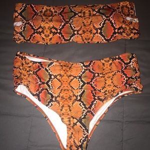 Snakeskin plus size high waist bikini